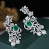 Emerald Lab Grown Diamond Pearl Drop Earrings in 14KWhite Gold | Luxury Designer  Earrings