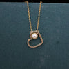 Minimal Open Heart Pearl 18K Yellow Gold Pendant Chain Elegant Romantic Jewelry