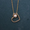 Minimal Open Heart Pearl 18K Yellow Gold Pendant Chain Elegant Romantic Jewelry