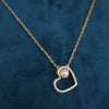 Minimal Open Heart Pearl 18K Yellow Gold Pendant Chain Elegant Romantic Jewelry