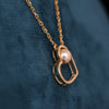 Minimal Open Heart Pearl 18K Yellow Gold Pendant Chain Elegant Romantic Jewelry