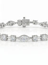 Oval, Marquise and Round Brilliant Cut Lab Grown Diamond Tennis Bracelet -18k White Gold