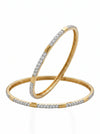 Pave 4.7 Cts Round Brilliant Cut Lab Grown Diamond Bangles In 18K Yellow Gold