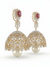 Beautiful 2 in 1 Detachable Jhumka Earring with Lab Grown Diamonds