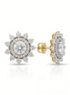 Solitaire Double Halo Style Ear Studs With Lab Grown Diamond - 18kt Gold
