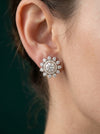 Solitaire Double Halo Style Ear Studs With Lab Grown Diamond - 18kt Gold