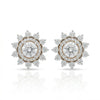 Solitaire Double Halo Style Ear Studs With Lab Grown Diamond - 18kt Gold