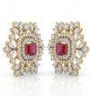 Lab-Created Changeable Ruby Earrings in 18k Yellow Gold