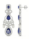 3.48 CT Round Pear and Baguette Shape Lab Grown Diamond Long Drop Earrings