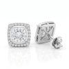 4.64 CT Princess Cut Lab Grown Diamond Halo Wedding Earrings