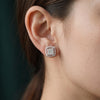 4.64 CT Princess Cut Lab Grown Diamond Halo Wedding Earrings