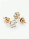 Vintage Solitaire Stud Earrings with Lab Grown Diamond-18kt yellow gold