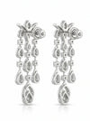 Round Brilliant Cut Lab Grown Diamond White Gold Long Dangle Earrings