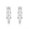 Round Brilliant Cut Lab Grown Diamond White Gold Long Dangle Earrings