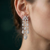 Round Brilliant Cut Lab Grown Diamond White Gold Long Dangle Earrings