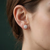 Round Brilliant Cut Lab Grown Diamond Halo Wedding Earrings