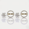 Detachable Round Brilliant Cut Lab Grown Diamond Halo Earrings