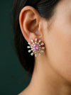 Pear and Round Cut Lab Grown Diamond Earrings, Floral-Style Detachable Earrings