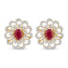 Round Cut Lab Grown Diamond Earring with Changeable Ruby's