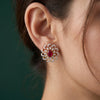 Round Cut Lab Grown Diamond Earring with Changeable Ruby's