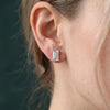 Emerald Shaped Solitaire diamond Earstuds