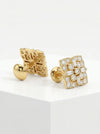 Stunning Close Setting 1.26 Cts Baguette and Round Lab Diamonds Stud Earrings In 22K Gold