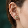 Stunning Close Setting 1.26 Cts Baguette and Round Lab Diamonds Stud Earrings In 22K Gold