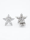 Marquise Shaped Lab Created White Gold Floral Leaves Design Studs Earrings