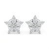 Marquise Shaped Lab Created White Gold Floral Leaves Design Studs Earrings