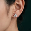 Marquise Shaped Lab Created White Gold Floral Leaves Design Studs Earrings