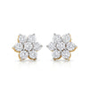 Stunning Floral 18k Yellow Gold and Lab Created Diamond Stud Earrings