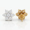 Stunning Floral 18k Yellow Gold and Lab Created Diamond Stud Earrings