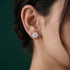 Stunning Floral 18k Yellow Gold and Lab Created Diamond Stud Earrings