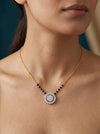 Trendy Round Cut Lab Grown Diamond Halo Mangal Sutra Hand