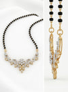 Floral Yellow Gold Round Cut Cluster Diamond Mangalsutra