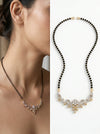 Floral Yellow Gold Round Cut Cluster Diamond Mangalsutra