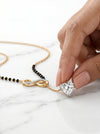 Beautiful Lab Created Long Chain Heart Diamond Mangalsutra in 18k Yellow Gold
