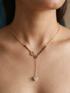 Beautiful Lab Created Long Chain Heart Diamond Mangalsutra in 18k Yellow Gold