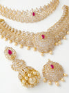 A timeless 5 in 1 South Indian Bridal Diamond Necklace with Jhumka Earrings