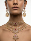 A timeless 5 in 1 South Indian Bridal Diamond Necklace with Jhumka Earrings