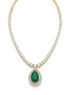 Round and Green Pear Shape Lab Grown Diamond Necklace