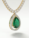 Round and Green Pear Shape Lab Grown Diamond Necklace