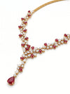 Lab Created Pear and Round Brilliant Diamond Necklace in 18k Yellow Gold