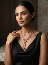 Lab Created Pear and Round Brilliant Diamond Necklace in 18k Yellow Gold