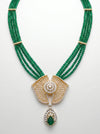 Green Onex Beads Long Set Lab Grown Diamond Necklace