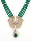 Green Onex Beads Long Set Lab Grown Diamond Necklace