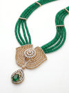 Green Onex Beads Long Set Lab Grown Diamond Necklace