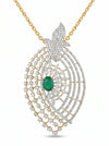 18k Yellow Gold Fancy and Round Shaped Diamond Pendant with Lab Grown Diamonds