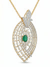 18k Yellow Gold Fancy and Round Shaped Diamond Pendant with Lab Grown Diamonds
