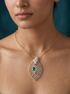 18k Yellow Gold Fancy and Round Shaped Diamond Pendant with Lab Grown Diamonds